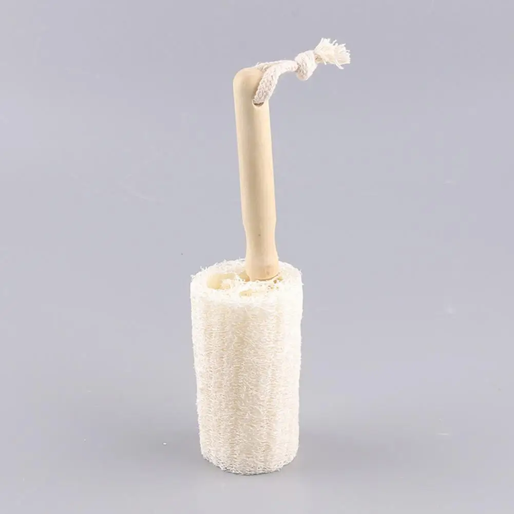 Bottle Brush with Long Handle Bottle Scrubber with Good Grip Natural Loofah Bristle Cup Brush with Wooden Handle for Bottles