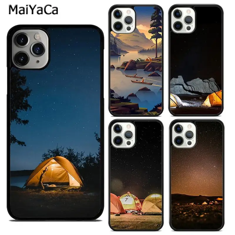 MaiYaCa Camping Illustration Phone Case Cover For iPhone 16 15 SE2020 6 6s 7 8 plus 11 12 mini 13 14 pro max shell  coque