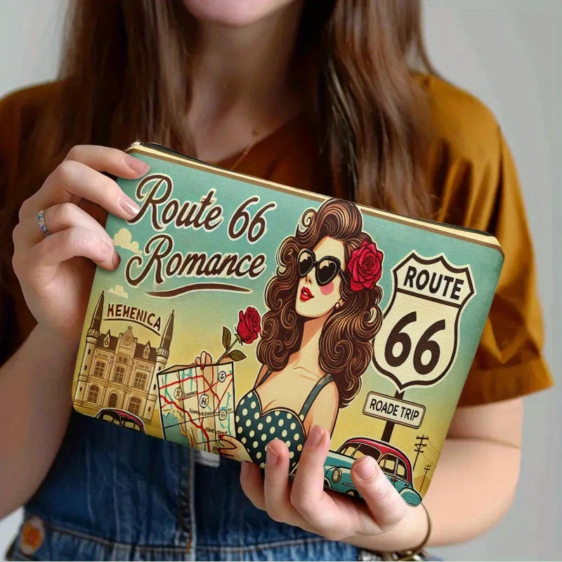 A signpost pattern cosmetic bag-cute multifunctional zipper handbag, jewelry storage bag