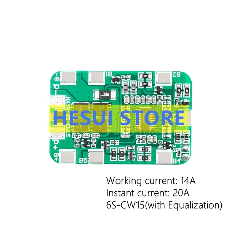 6 string 22.2V/25.2V18650 lithium battery protection plate with balanced anti-overcharge and overdischarge 14A working current