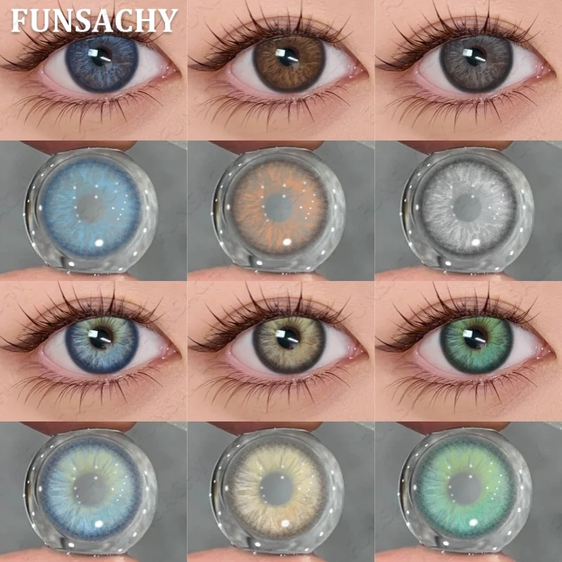 FUNSACHY 2 Stück Farbige Kontaktlinsen der IKEREL-Serie für Augen, Modische Schöne Linsen, Augen-Make-up, Braune Farblinsen, Graue Pupille, Jahreslinsen