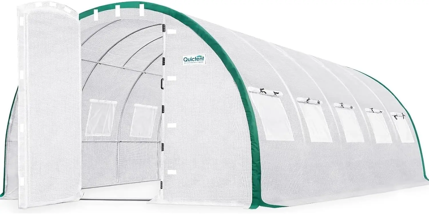 Premium Greenhouse Swing Door Large Walk-in Green Houses for Outdoors, Upgraded Tunnel Hoop House Frame and Cover for Outside Ga