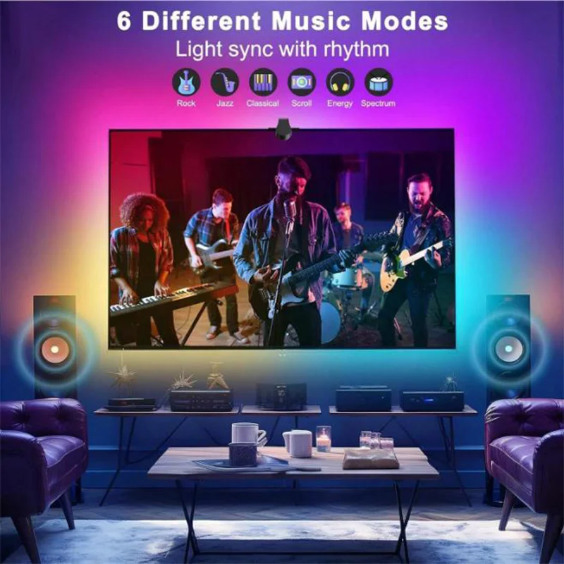 Ambilight إضاءة خلفية للتلفاز 3.8 متر 5 متر مزامنة للشاشة 5 فولت Usb Rgbic الذكية Led مع مزامنة الكاميرا ضوء التلفزيون App التحكم الألعاب المحيطة #2
