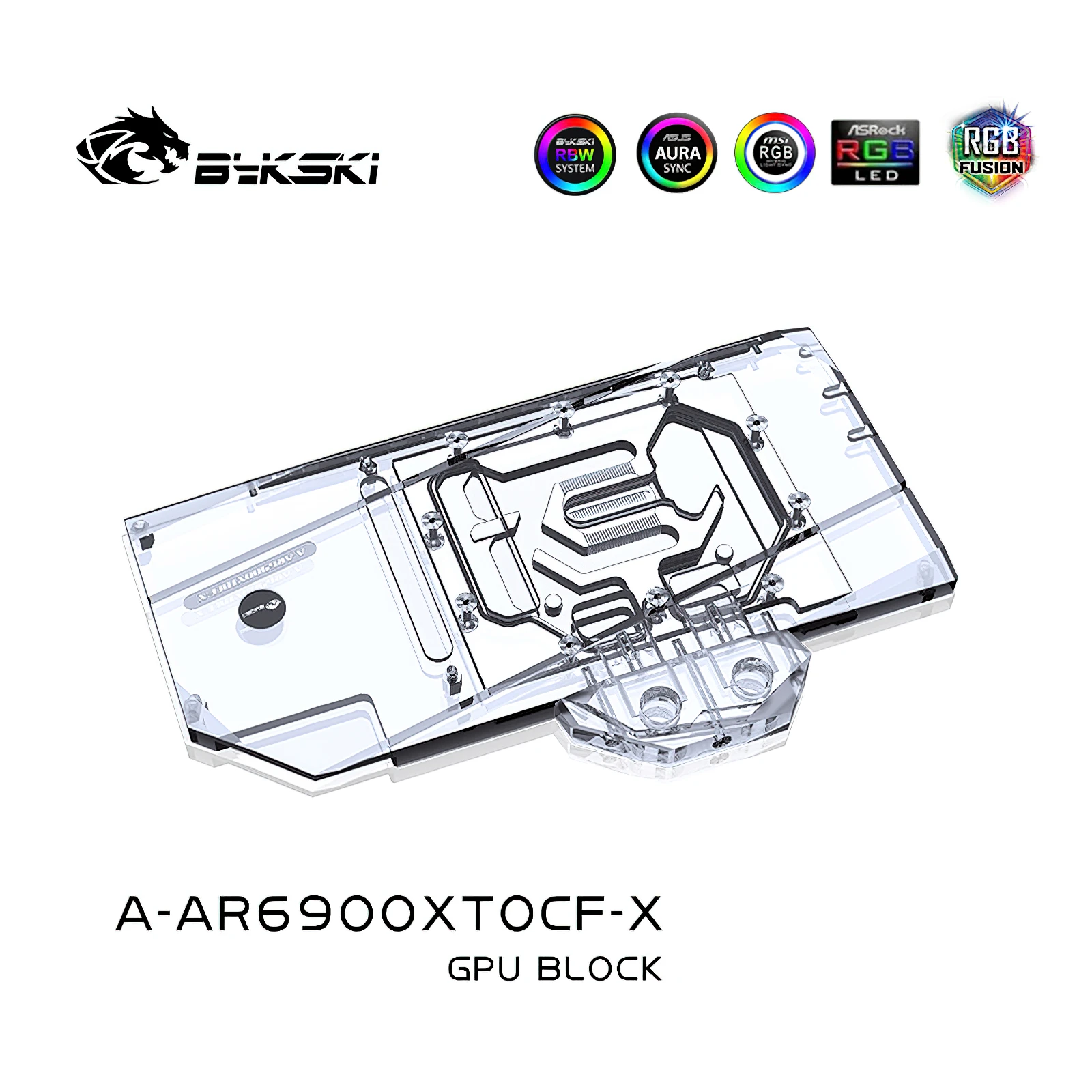 Bykski GPU-Wasserkühlungs-RGB-Block mit Rückplatte für ASROCK 6900XT OC Formula A-AR6900XTOCF-X