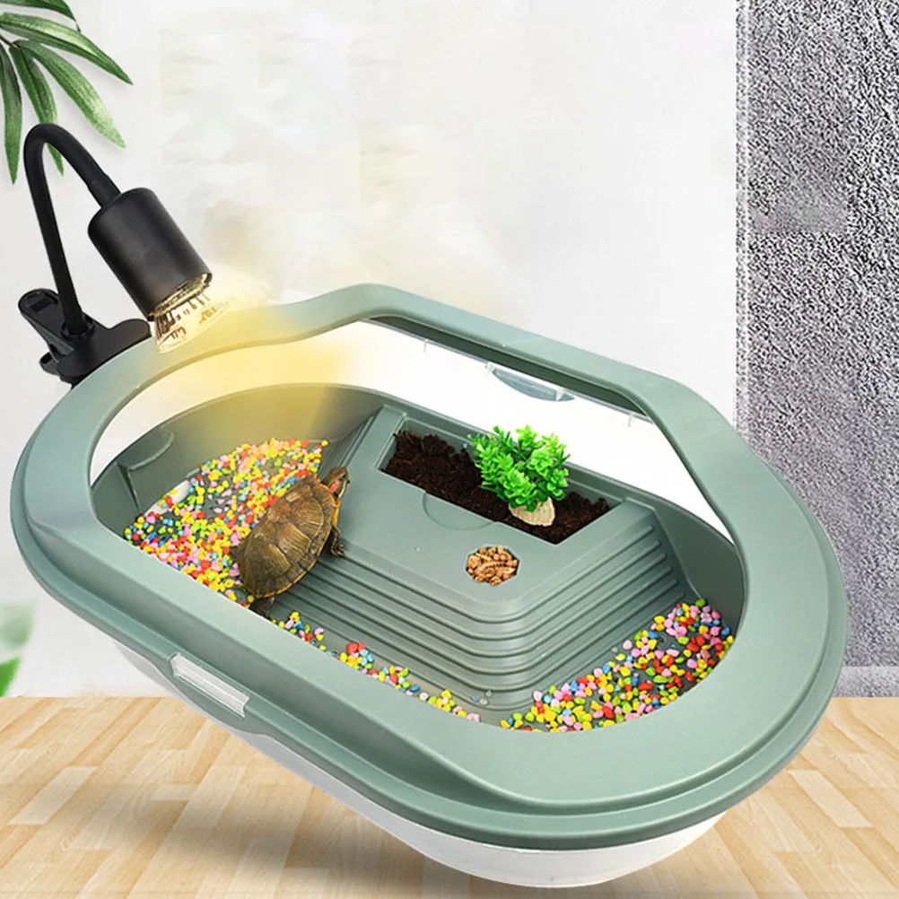 

Turtle Tank Aquarium Reptile Turtle Habitat Plastic Durable Aquarium Platform Swimming Feeding Basking Breeding Areas