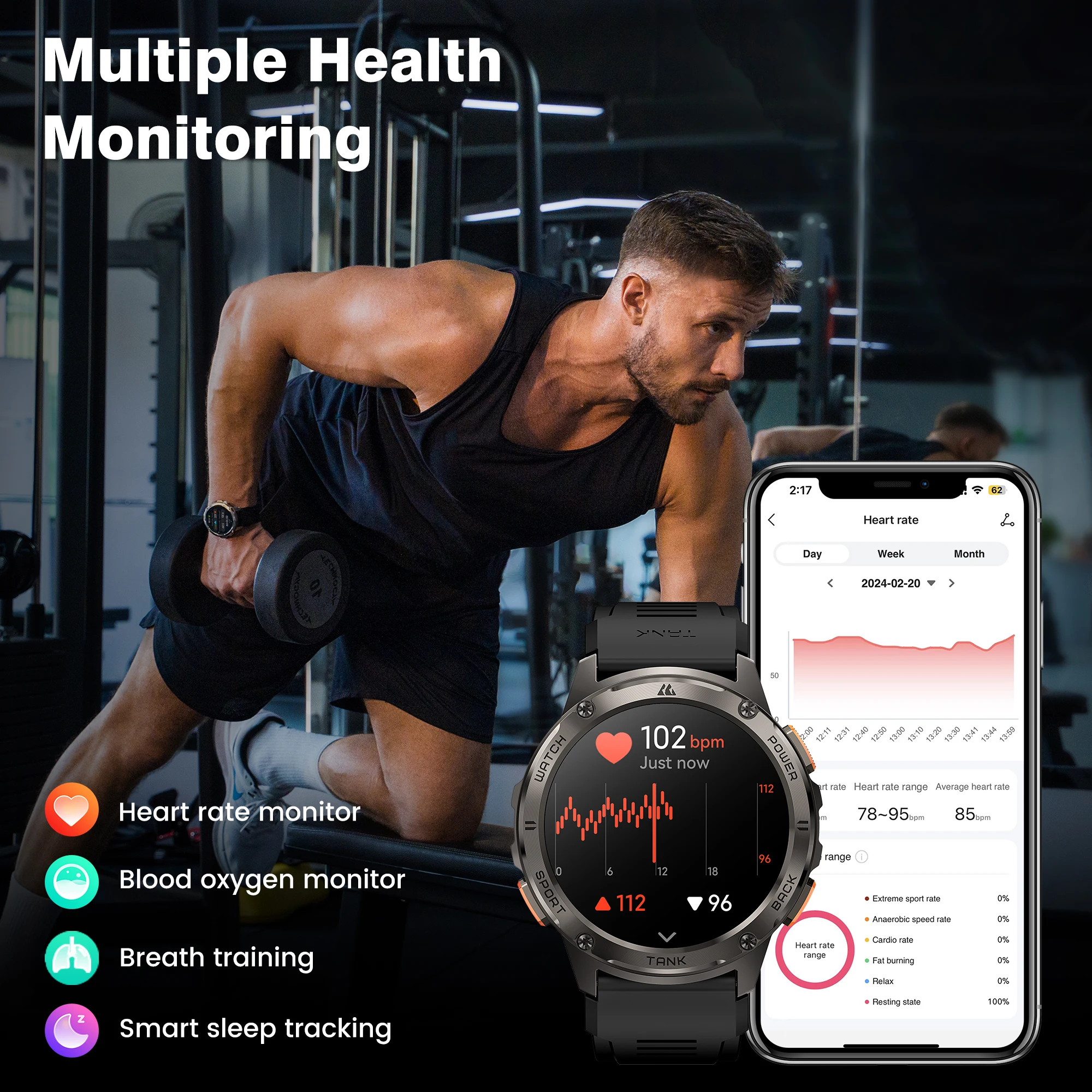 KOSPET-reloj inteligente T3 Original para hombre y mujer, accesorio de pulsera deportivo con Pantalla AMOLED, voz IA, AOD, Bluetooth y diseño militar