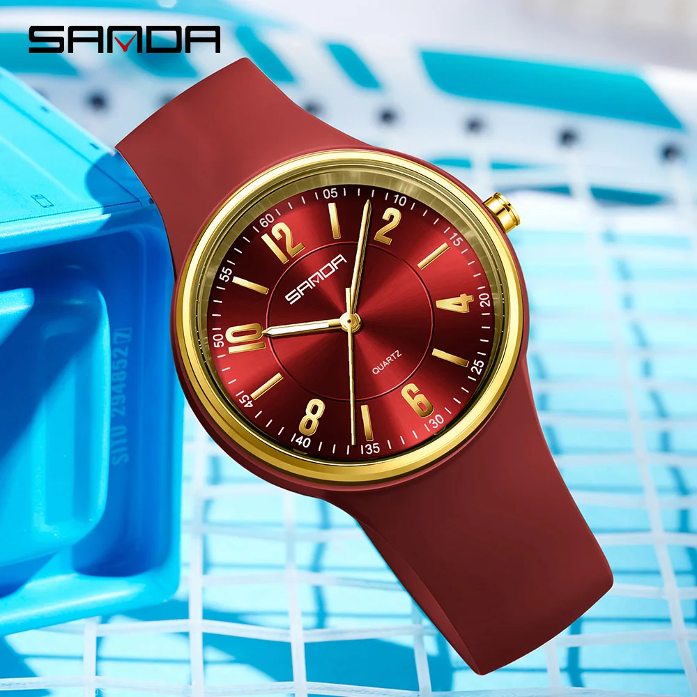 SANDA Fashion Quartz Watch Men's and Women's Simple Large Dial 3ATM Waterproof Lightweight Luminous Display Student Watch 6295