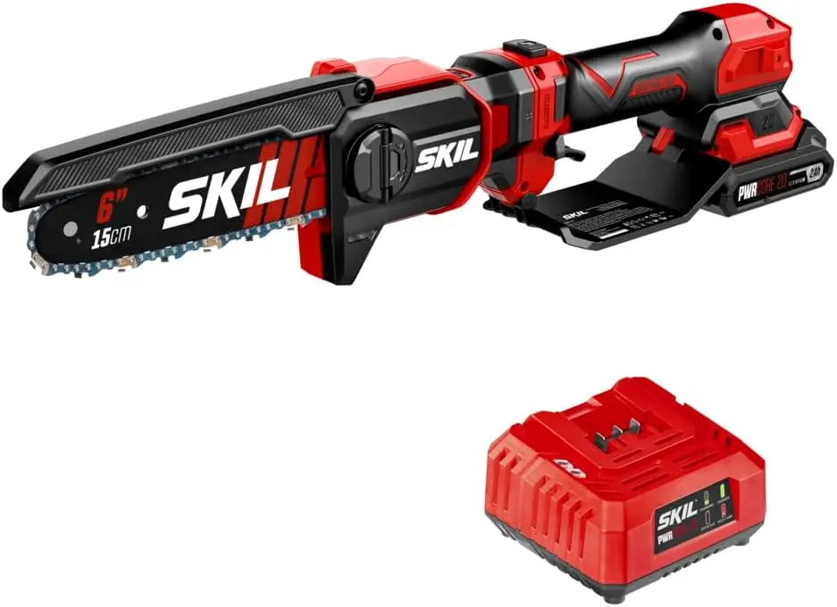 

20 Brushless 20V 6" Telescopic Mini Chainsaw Kit with Up to 2.8 feet Including 2.0Ah Battery and Charger-PR0601B-11