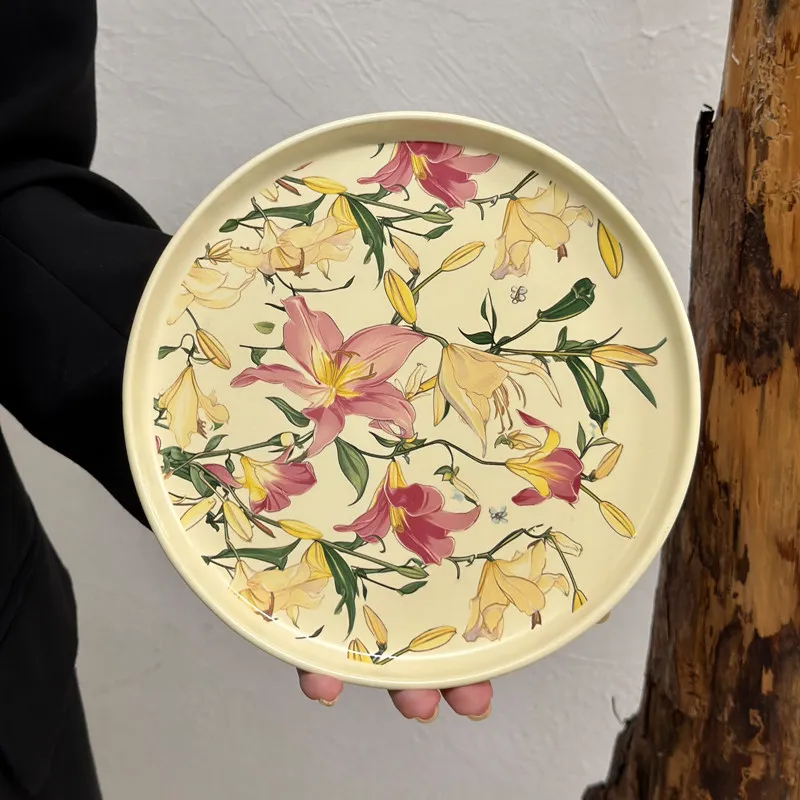 Plate Ceramic Vegetable Plate Household Fruit Plate Delicate Dim Sum Plate Tray