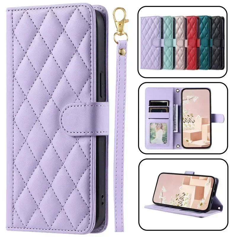 For Realme 7i RMX2103 Case Diamond Lattice Wallet Phone Case For OPPO Realme 7i  Asian Version Leather Protect Cover Coque