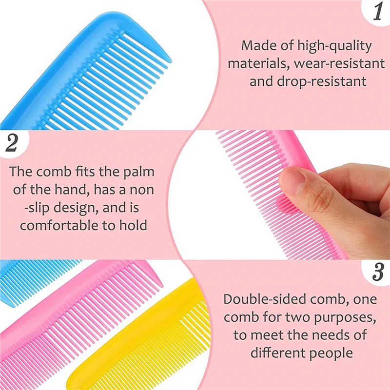A94E-36 조각 어린이를위한 다채로운 머리 빗 세트 여성 남성 다채로운 플라스틱 고급 드레싱 빗 (핑크, 노란색, 파란색)