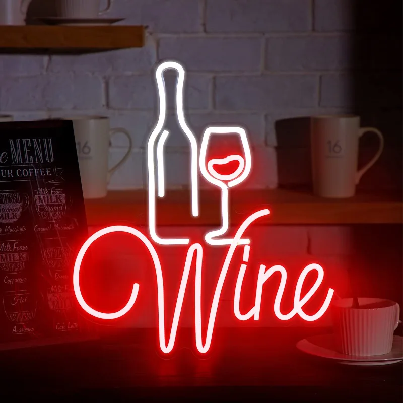 

Red Wine Bar Decor Neon Signs Party LED Sign Lights with USB Cable Party Decoration Home Bar Living Bedroom Club Man Cave Cafe