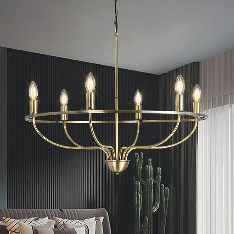 

Retro Industrial Chandelier golden Living Room Restaurant Iron Pendant Lamp Rural Kitchen Cafe Dining Room Bedroom Light