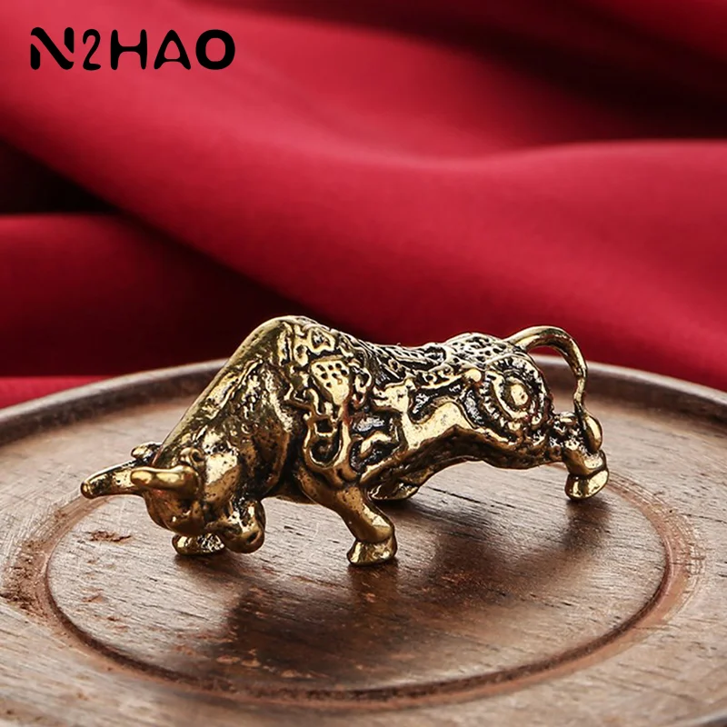 Brass Lucky Bullfighting Statue Home Decoration Ornaments Copper Animal Miniature Figurine Bring Wealth Office Desk Decor Crafts