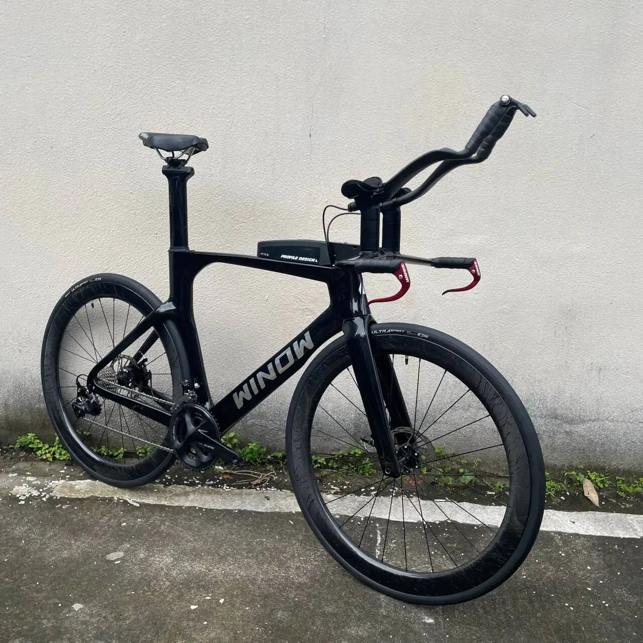 Winowsports factory complete TT bike 700C Time Trial Triathlon t1000 full carbon fiber black frame using Shiman0 105 groupset