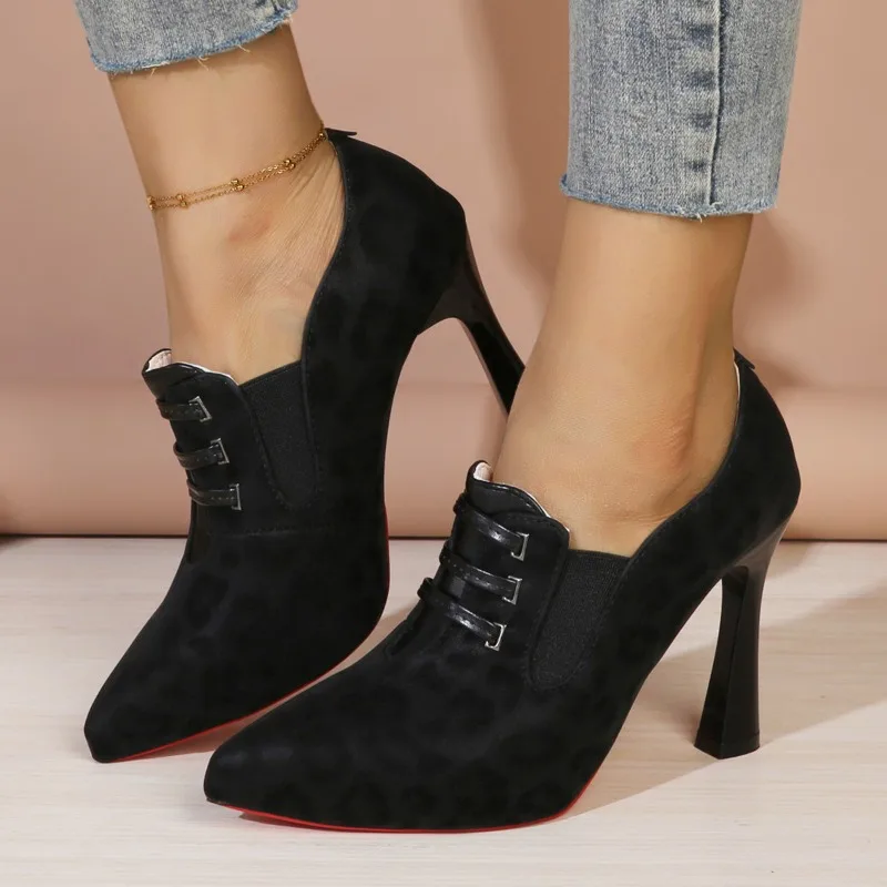 كعب الفهد موضة أشار تو سحاب جانبي عدم الانزلاق مقاومة للاهتراء كعب ستيليتو منخفض #2