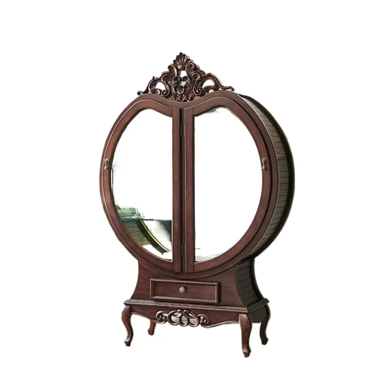 American solid wood wine cabinet, European glass wine display living room high-end decorative cabinet