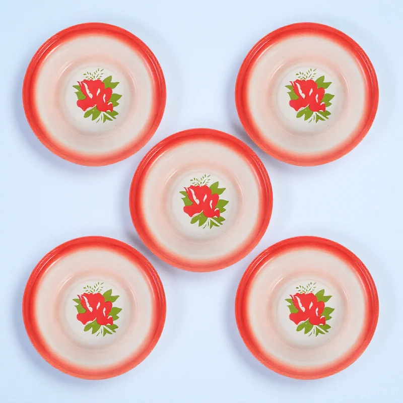 

5Pcs Retro Enamelware Bowl Set Thickened Metal Bowls for Outdoor Camping Serving Soup Snacks Kitchen Use Enamel Food Bowl