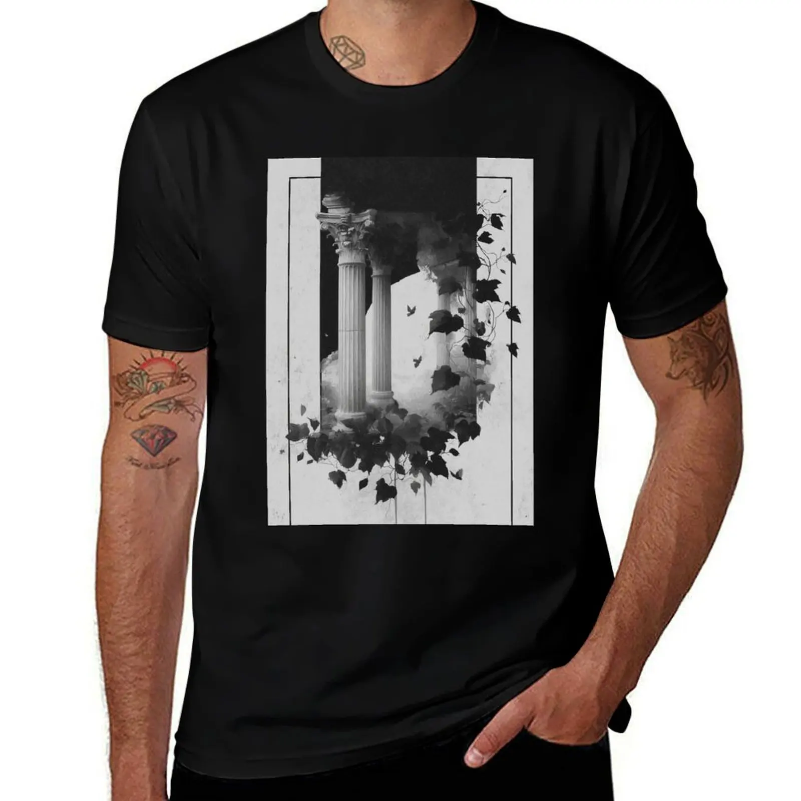 

The Abstract Greek Temple Digital Art T-Shirt summer top blacks valentines clothes man t shirt t shirts for men