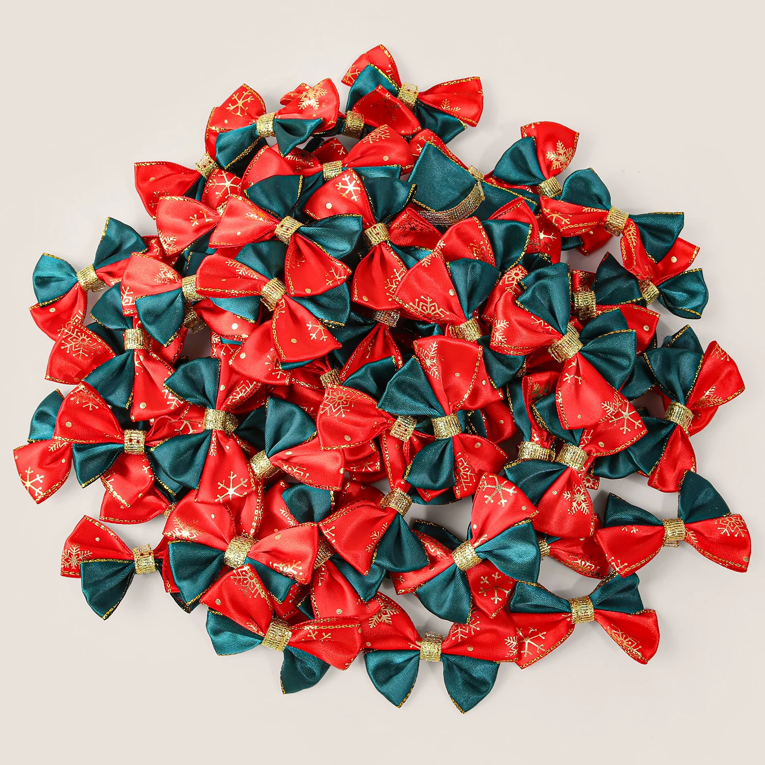 30/40 قطعة ندفة الثلج الأحمر الأخضر اللون حظر القوس الساتان ملحق لعيد الميلاد DIY بها بنفسك الملابس كليب شنطة هدايا قبعة اكسسوارات الديكور