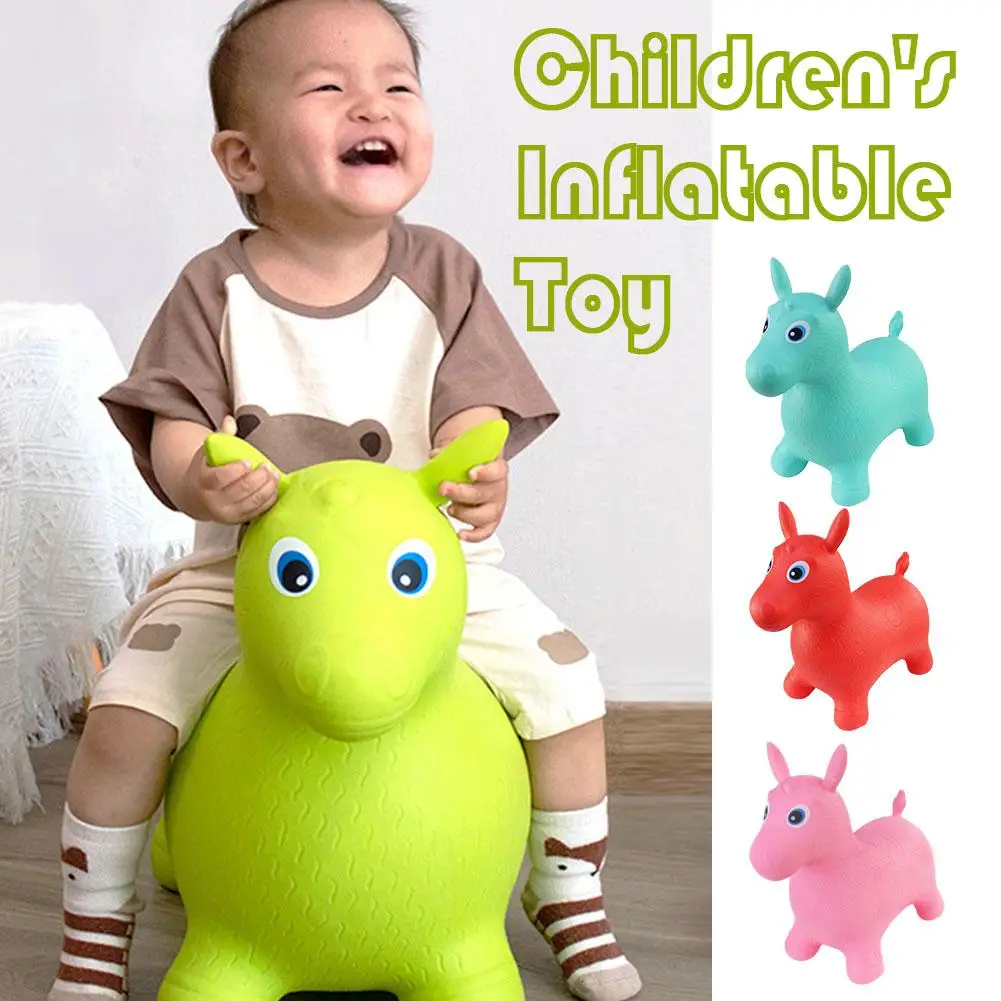 Caballo hinchable inflable para niños, juguete reutilizable de PVC, suave, para saltar, para exteriores, D0J4, 1 unidad