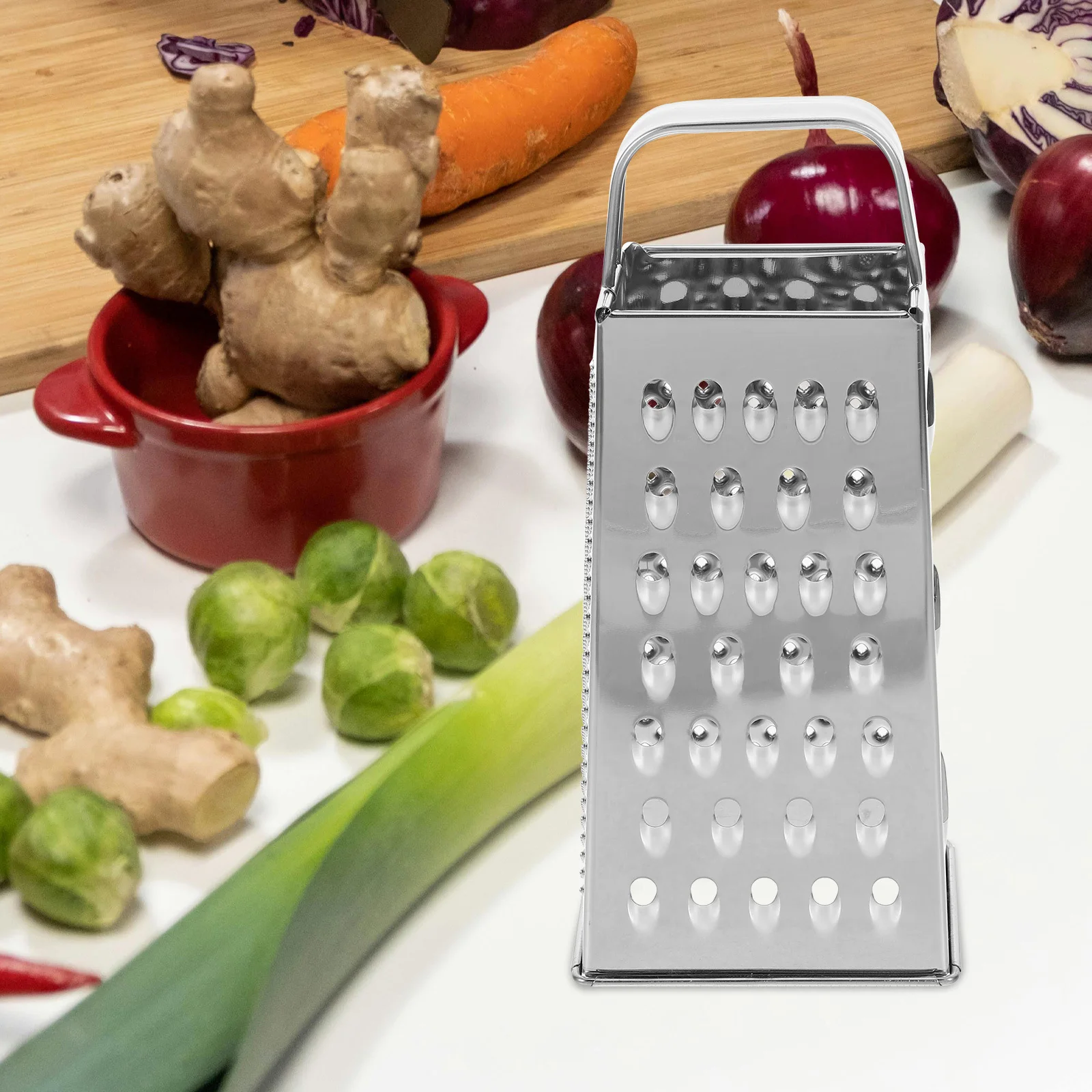 

Stainless Steel Kitchen Grater Handheld Vegetable Cutter with Ergonomic Handle Multipurpose Grating Slicing Dicing Tool for Home