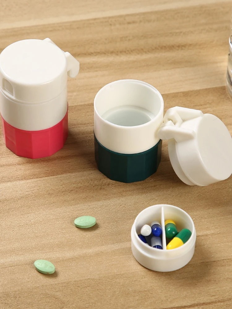 4 In1 Portable 4 Layer Grinder Splitter Tablet Cutter Divider Storage Case Pill Box Cutting Tablets Pill Cutter Medicine Crusher