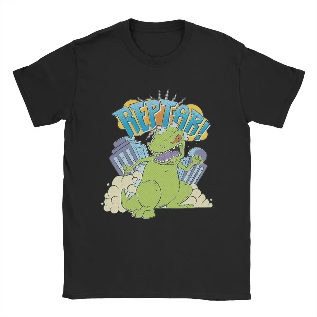 Men T-Shirt Rugrat Reptar City Destroyer Novelty Pure Cotton Tees Short Sleeve T Shirts Round Neck Tops Classic