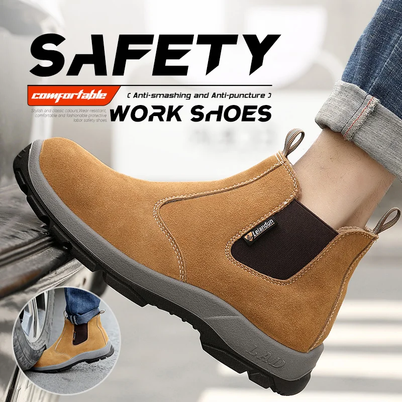 LEIANDUN Men's Women's High Top Safety Protective Boots Wear-Resistant Welding Shoes Anti Smashing & Anti Puncture Work Shoes
