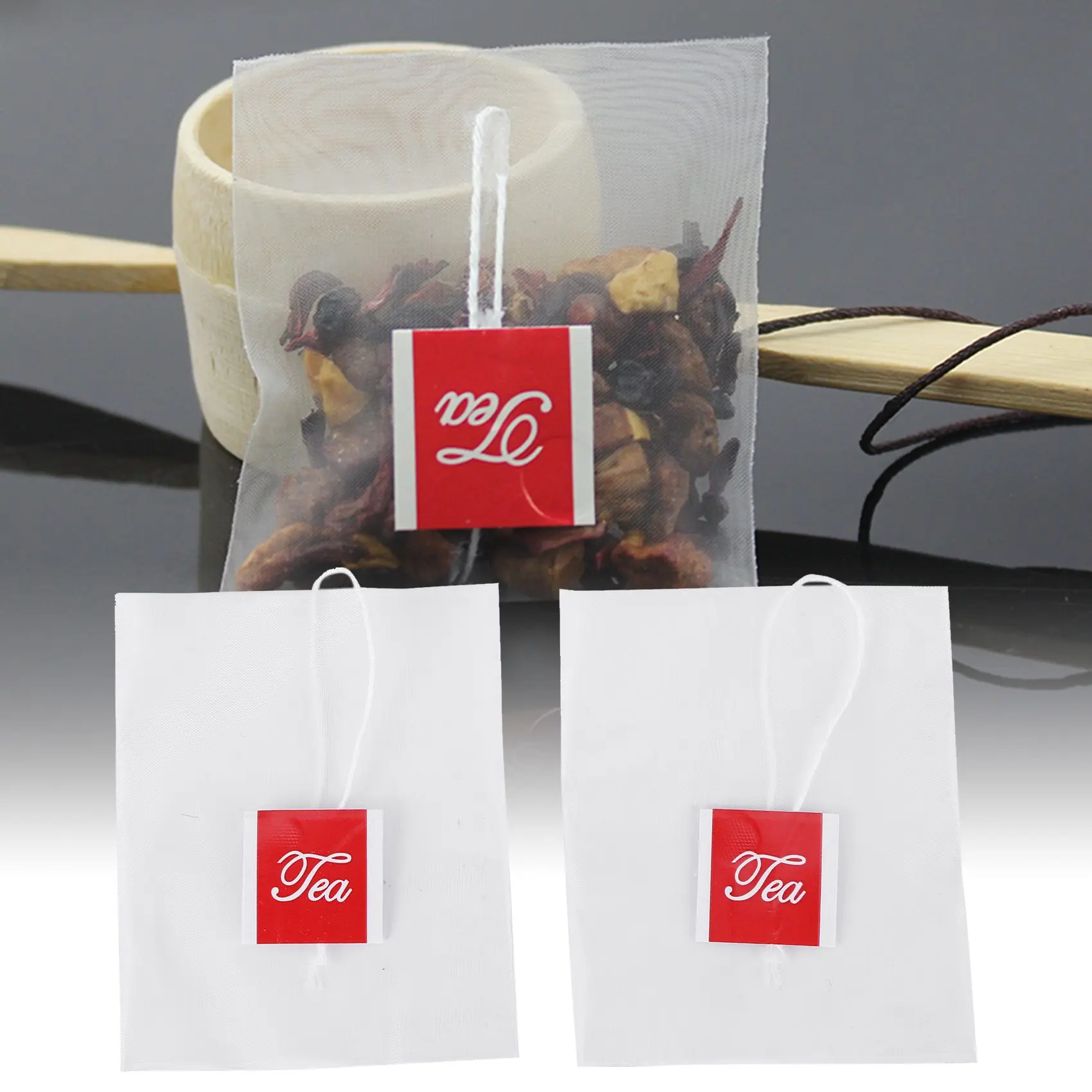 1000Pcs5.5 X 7Cm Pyramid Tea Bag Filter Nylon Tea Bag Single String Label Transparent Empty Tea Bag Limited Time Offer