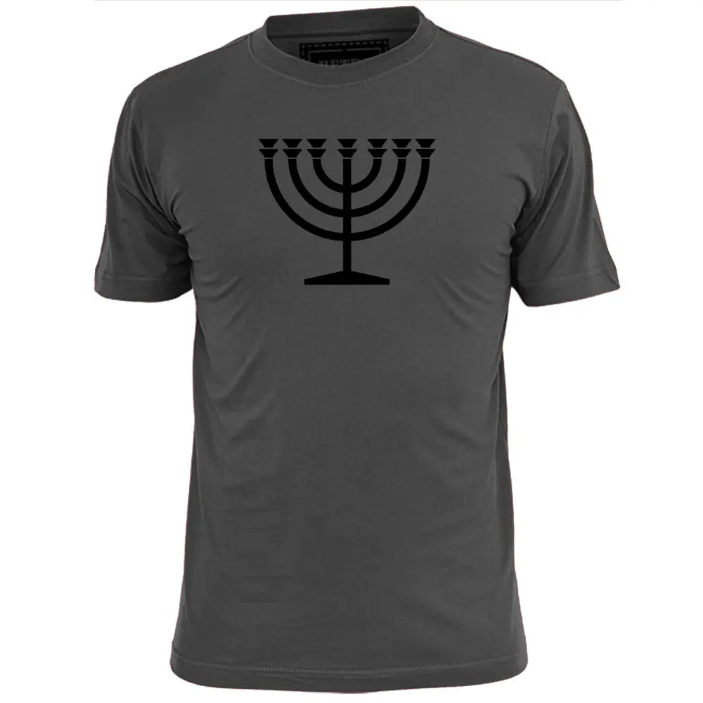 Mens Menorah Candelabrum Symbol T Shirt Judaism Jewish Hanukkah  High Quality 100%Cotton Short Sleeve