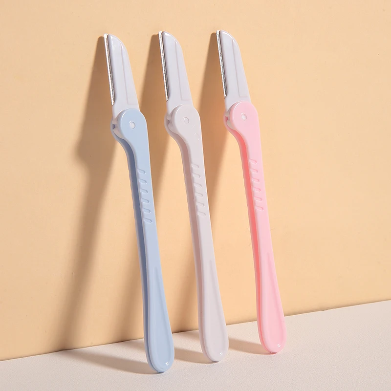 3 個/セット折りたたみ式眉毛トリマーメイクアップツール、マクロ安全グリッド付き初心者向けかみそりリムーバーブレード