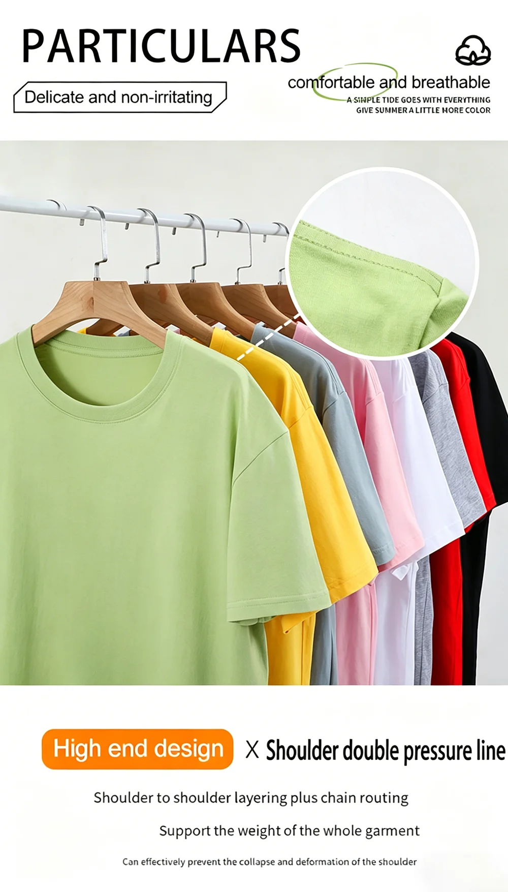 Personalisierte Grafik-Logo-Basics-T-Shirts Vintage Loose Clothing Fashion O-Neck Kurzarm Unisex Sommer 100% Baumwoll-T-Shirt – Detail 8
