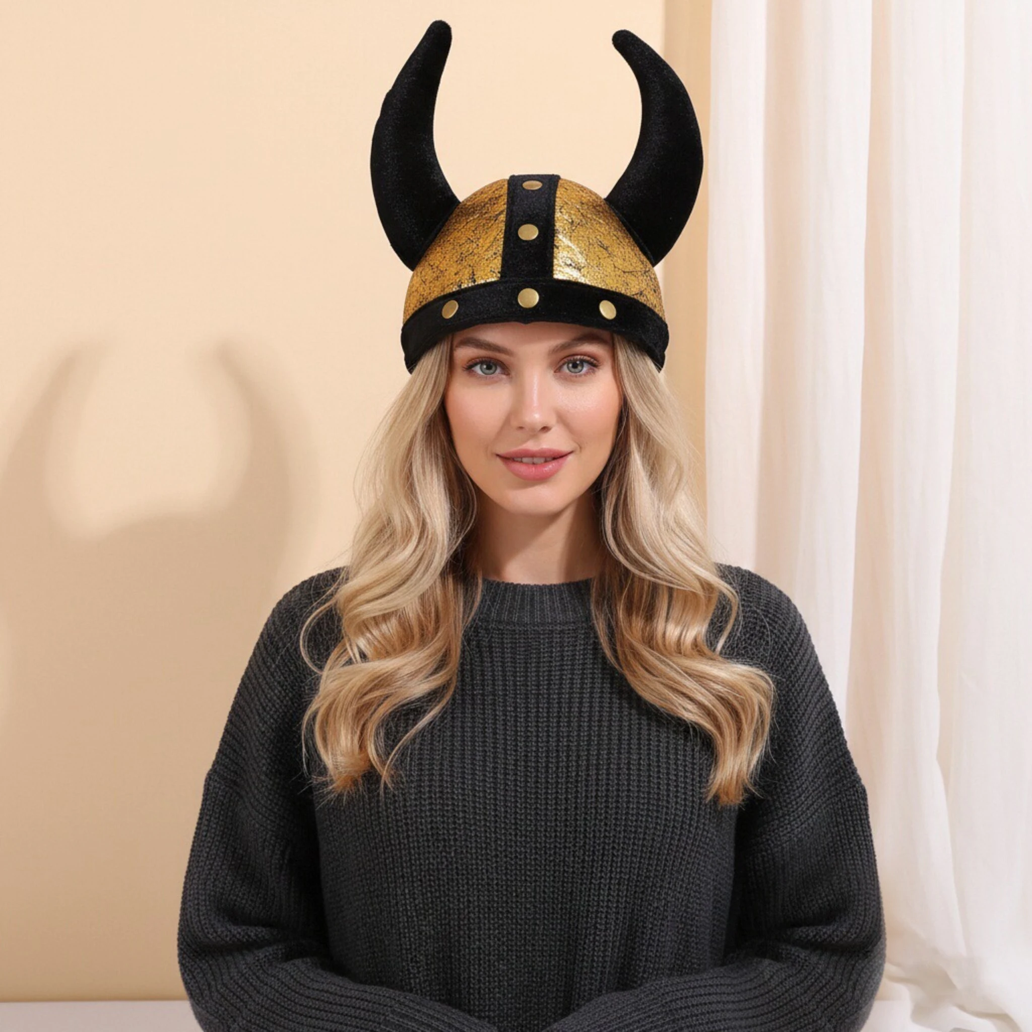Festive Viking Helmet With Horns Bull Head Cap Costume Accessory Adult Holiday Party And Role Play Easter Celebration Cosplay