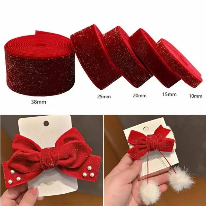 1 Roll Red Velvet Ribbons DIY Hairpins Garland Decor Gifts Wrapping Ribbon