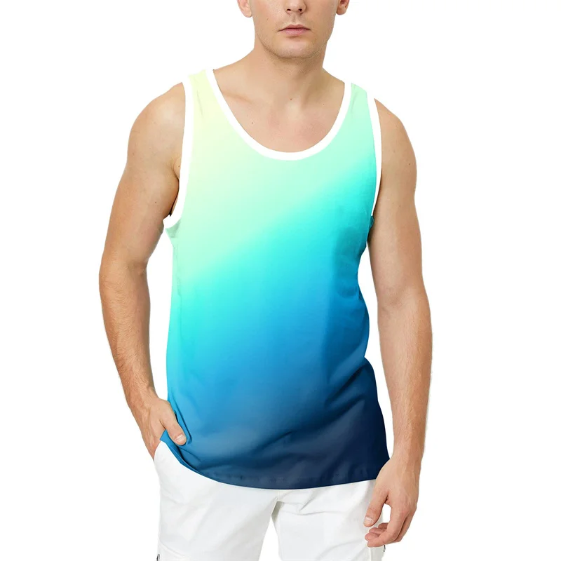 Hawaii Casual Fashion gilet da uomo 2024 New Summer Street Men 3D Gradient Vest Outdoor Sports Men Plus Size t-shirt senza maniche