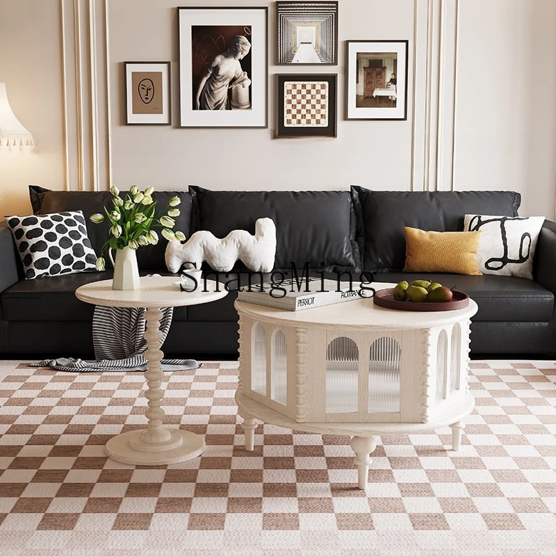 

ZYY cream wind solid wood coffee table living room all solid wood minimalist tea table pastoral living room small apartment