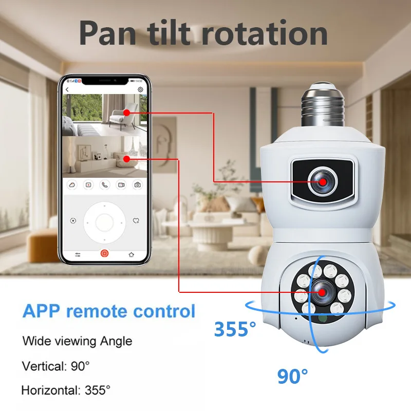 Dual Eye wireless 5G light bulb style security camera WIFI home indoor APP mobile remote monitor view 4