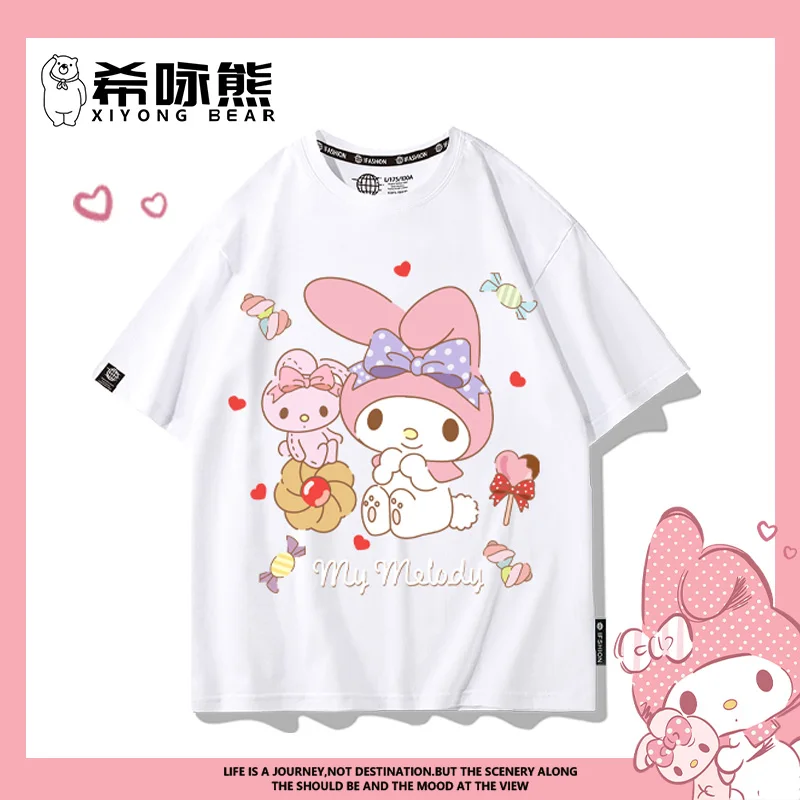 Sanrio melody United children's clothes summer Melody cartoon printed women's cotton short sleeve T-shirt trend