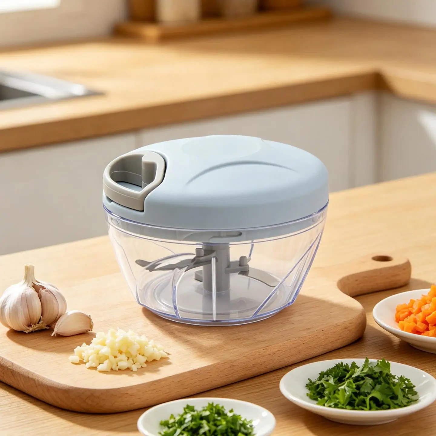 Picador de Ajo Manual / Picador de Verduras / Procesador de Alimentos Manual / Picadora de Ajo / Triturador de Ajo