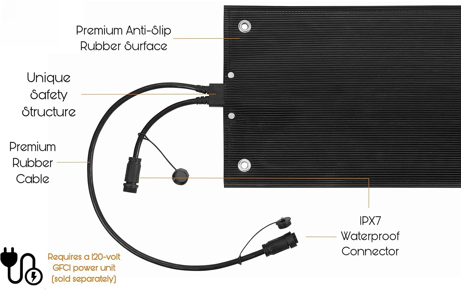 ZZH 24 بوصة × 60 بوصة حصيرة ذوبان الثلج الصناعية للممر، حصيرة خارجية مطاطية ساخنة للطوابق والأرصفة - ثلج موثوقة وغير قابلة للانزلاق #4