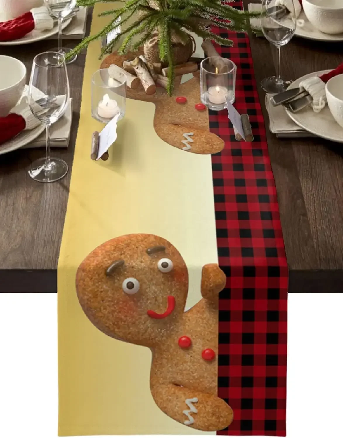 2026 Christmas Gingerbread Man - Linen Table Runner 评论和价格