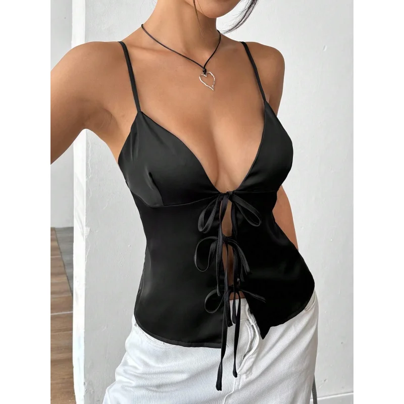 Slim-fit, deep-back camisole, new summer style, sexy outerwear top for women, off-shoulder top with a high-end feel