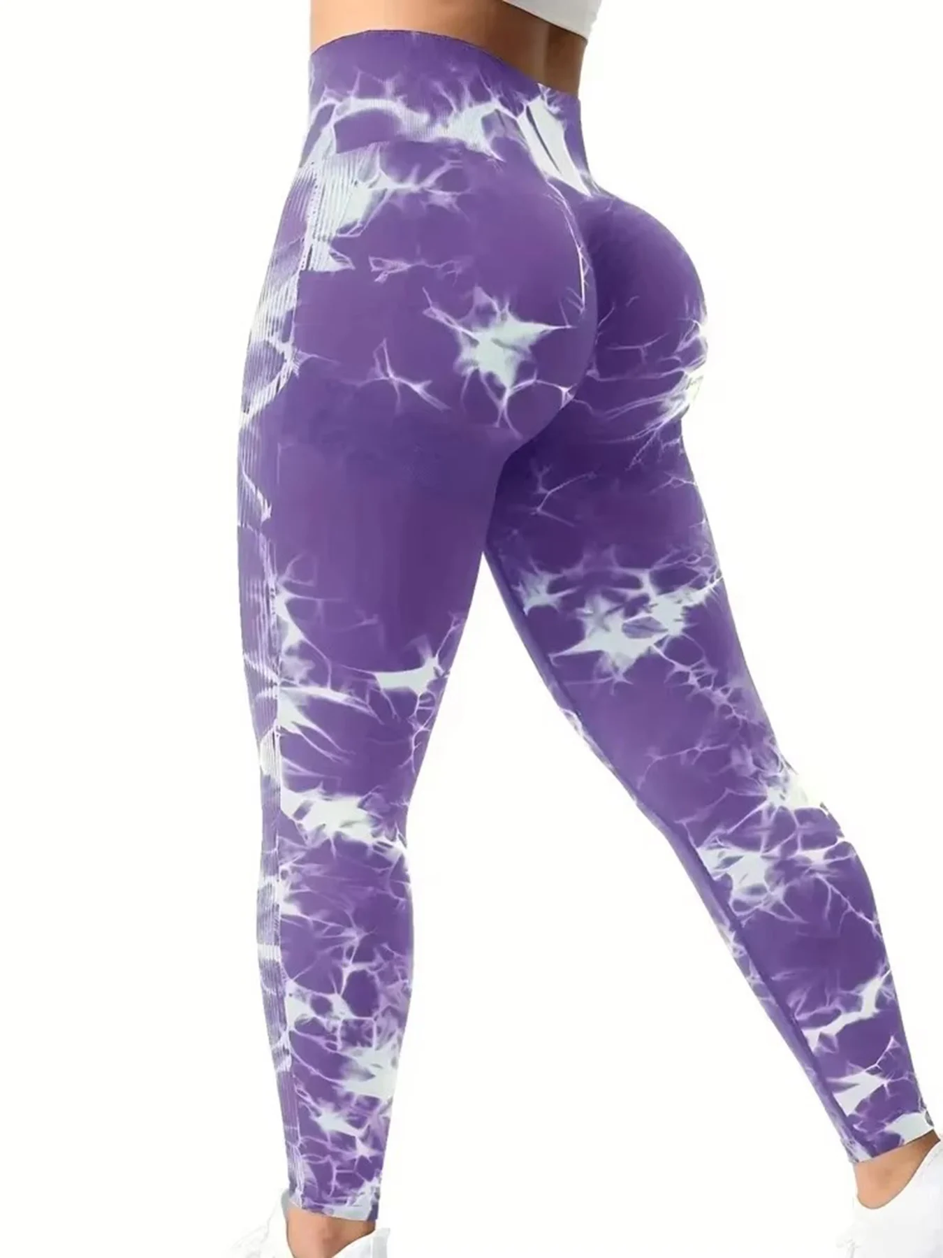 Tights Women Tie Dye Leggings High Waist Lifts Butt Tummy Control Push Up Seamless Yoga pants Ladies Workout Gym Clothing image 6