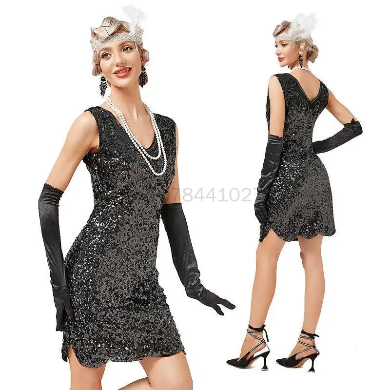 

Женское винтажное платье в стиле 1920-х годов с блестками