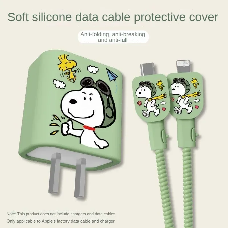 Snoopy for Iphone Charger Protector 18W 20W Anime Data Cable Protective Sleeve Cute Cartoon Cable Accessories Case Soft Cover