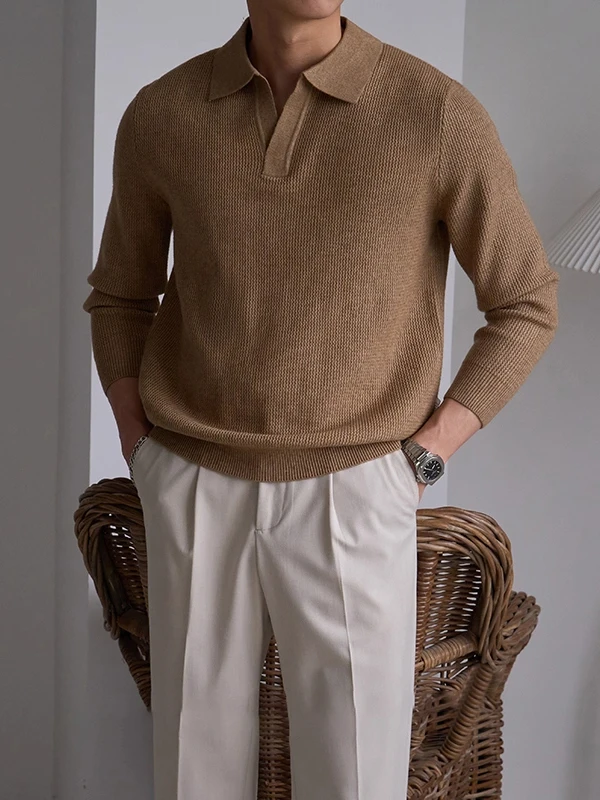 

American Sle Vintage V-Ne Knitted Sweater Autumn Winter Long Sve Overhead Men's Warm Inner Coat Casual Wear