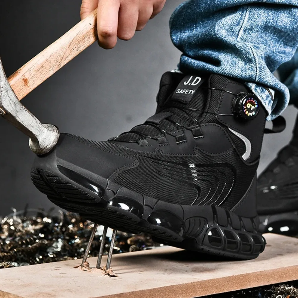 

Новая защитная обувь с поворотной кнопкой для мужчин, противоударная и противопрокалывающая рабочая обувь, модная мужская спортивная обувь