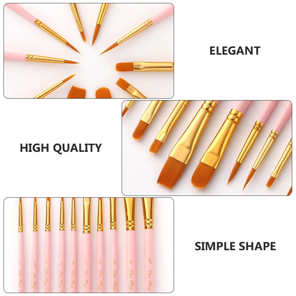 

10pcs Painting Brush Set Premium Wood Handle Watercolor Gouache Art Brushes For Oil Acrylic Color Painting Kit