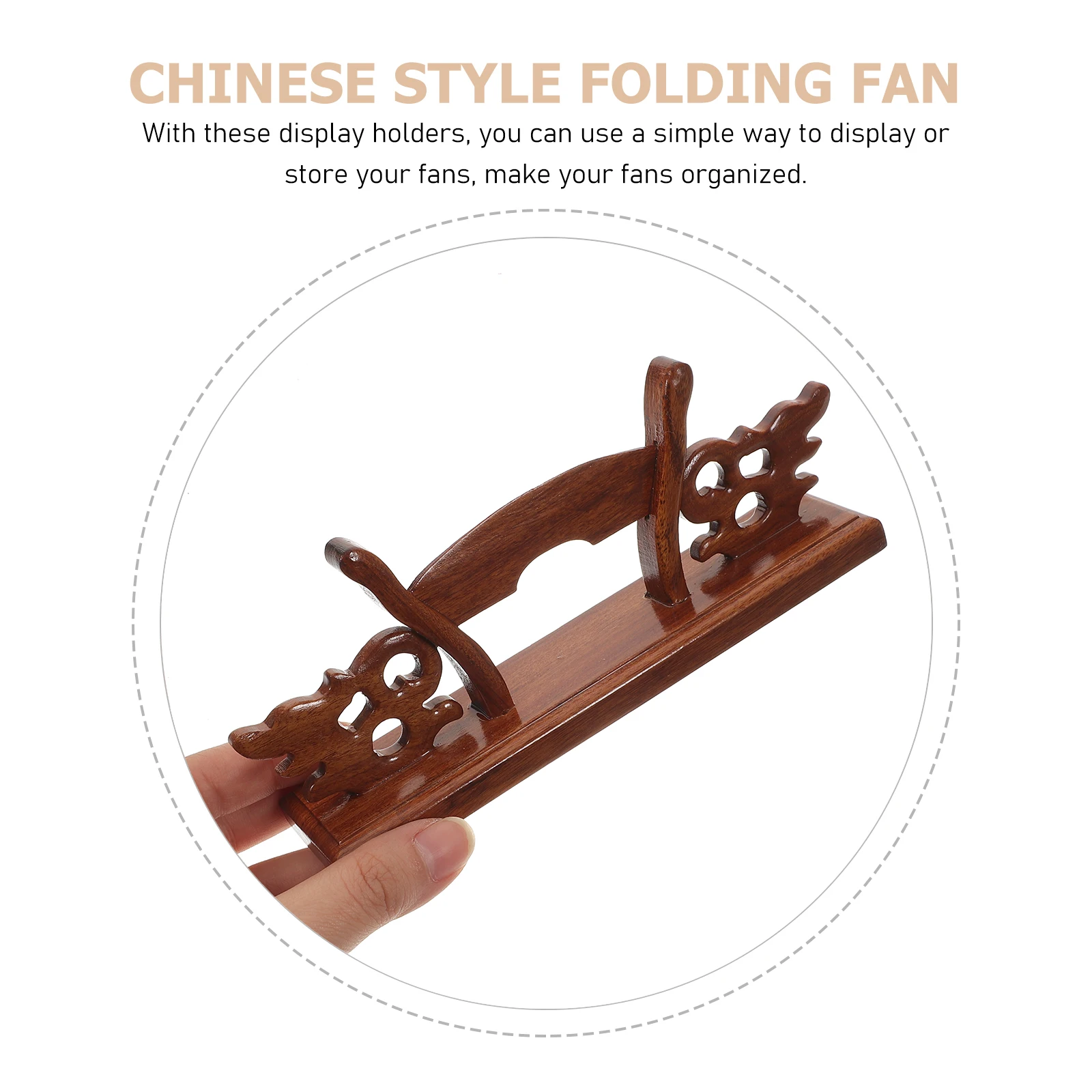 

Traditional Chinese Style Fan Holder Wooden Display Stand Elegant Decorative For Home Gallery Office Party Wedding Exhibition